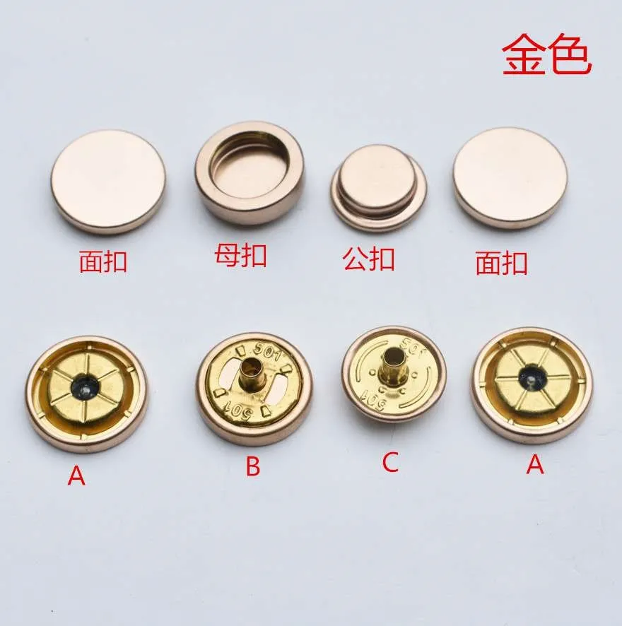 2 комплекта пуховой куртки из чистой меди кнопки металлические для одежды с