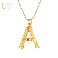 u7 big letters bamboo pendant initial necklaces for women with 22 snake chain diy alphabet jewelry best mothers day gift p1211