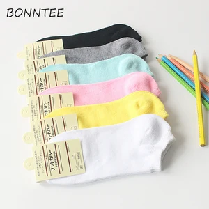 Носки женские кавайные однотонные простые дышащие дезодорирующие повседневные конфетных цветов модные женские милые носки шикарные летние мягкие модные для студентов