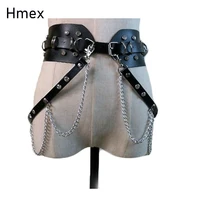 gothic punk street strap leather harness belt for women harajuku o ring cage chain belt rhinestone waist belts luxury women belt