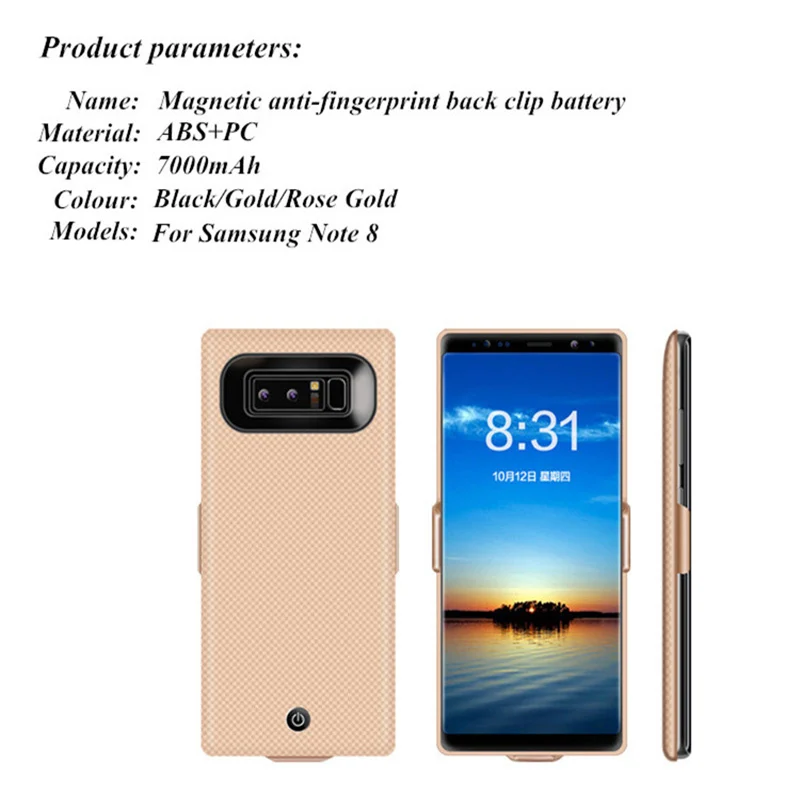 7000 мАч портативный Дополнительный внешний аккумулятор чехол для samsung Galaxy Note 8