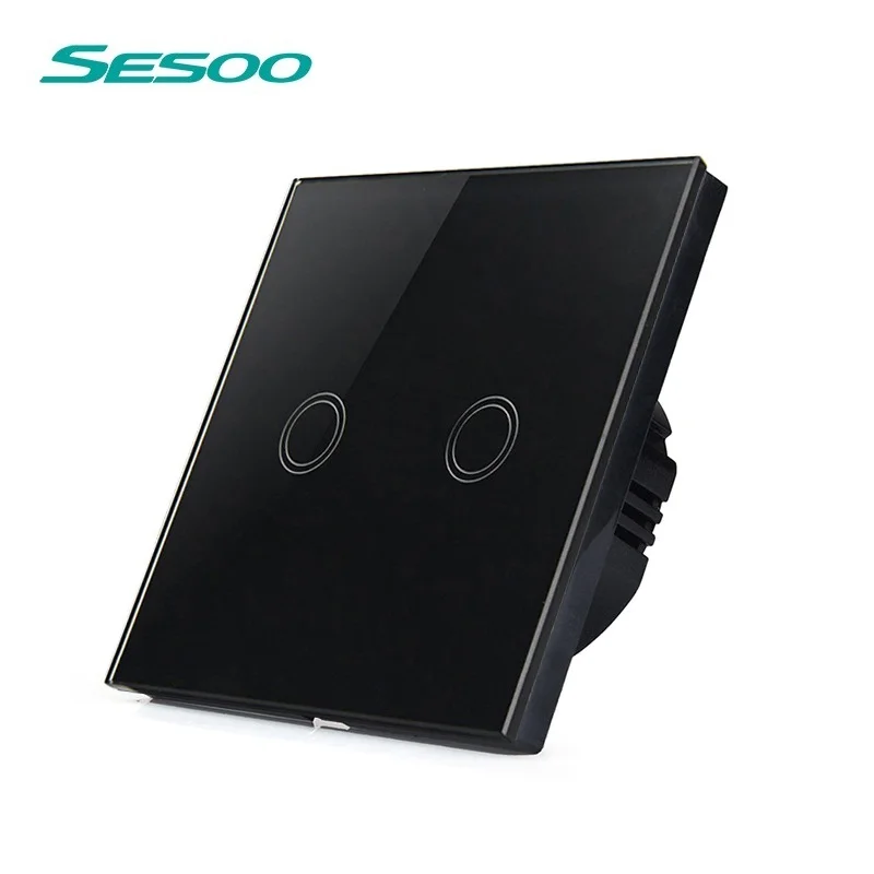 Сенсорный выключатель SESOO Европейского/британского стандарта 2 клавиши 1 канал