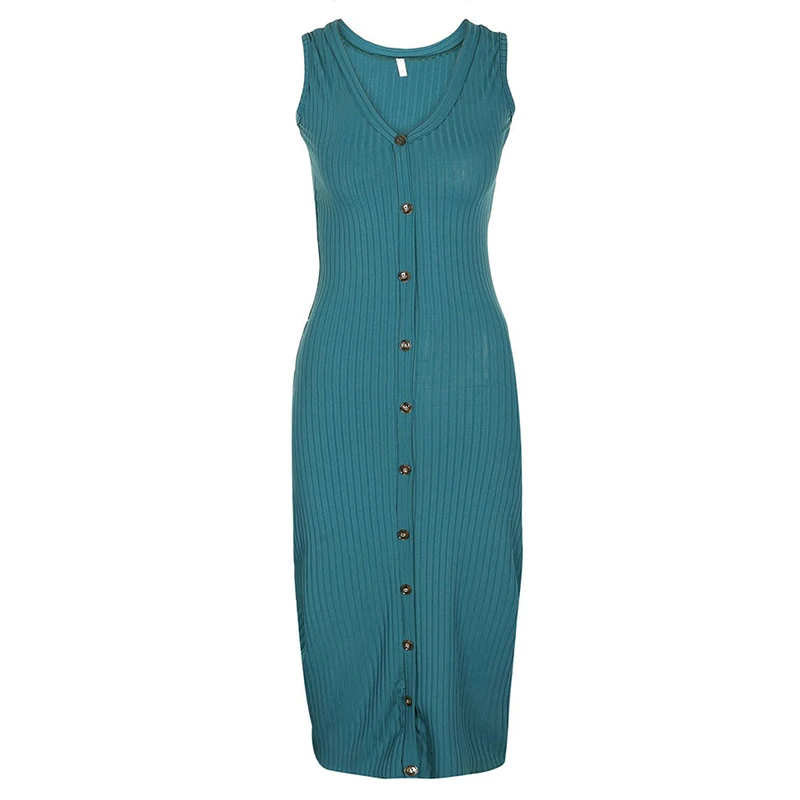 Fashion Women Sexy Deep V-Neck Backless Basic Dresses Sleeveless Slim Vestidos Vest Tanks Bodycon Strap Solid Party Dress 6Q1829 | Женская