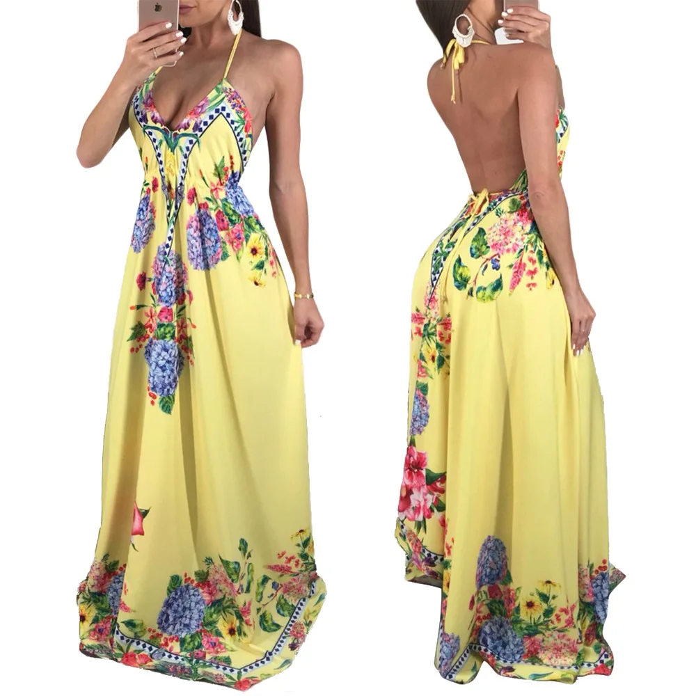 Фото PULBEANISS Vestido De Verano 2018 женские летние Холтер платья Одежда для Для женщин с v-образным PULBEANISS Vestido De Verano 2018 женские летние Холтер платья Одежда для Для женщин с v-образным