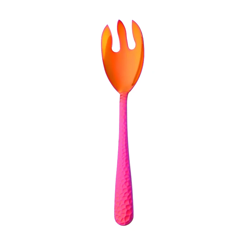 Rainbow NO.3-Fork 12 дюймов Большая Сервировочная Ложка Вилка красочные удивительные радуги салат сервер столовая ложка нержавеющая сталь столовая Kitechen посуда - Цвет: Rainbow NO.3-Fork