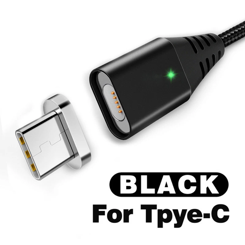 For Type C Black Магнитный кабель GETIHU 2.4A для iPhone XS X Xiaomi, быстрая зарядка 3,0, быстрая зарядка, Micro usb type C, магнитный шнур для зарядки и передачи данных - Цвет: For Type C Black