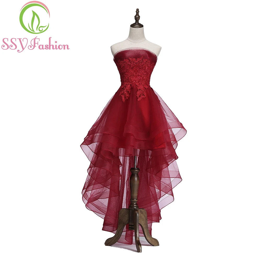 Ssyfashion новый элегантный цвет красного вина коктейльное платье банкет невесты без