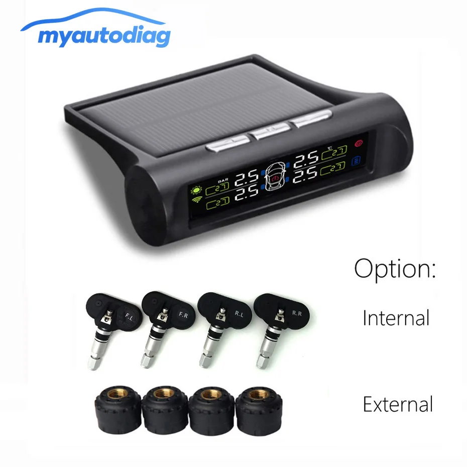Солнечный TPMS 4 внутренний/внешний датчик давления в автомобильных шинах