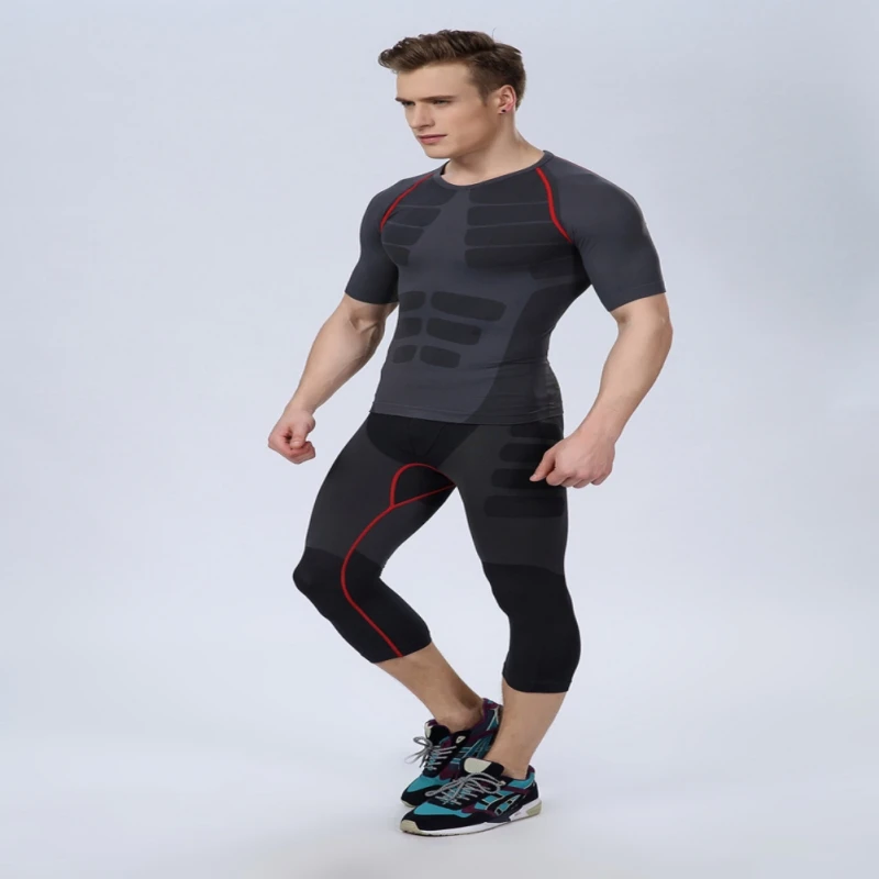 Seamless Men Athletic Pants Compression Gym Sports Fitted Base Layers Skin Tights | Спорт и развлечения