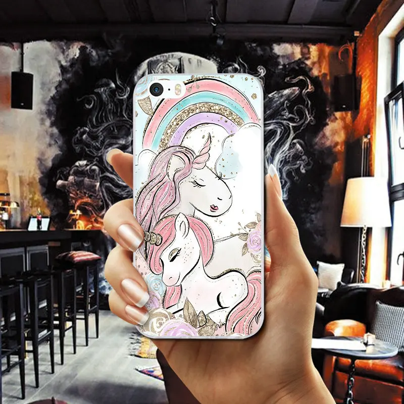 Мягкие силиконовые чехлы для мобильных телефонов из ТПУ Fantasy animals Baby Unicorns iphone 7 6 S 8