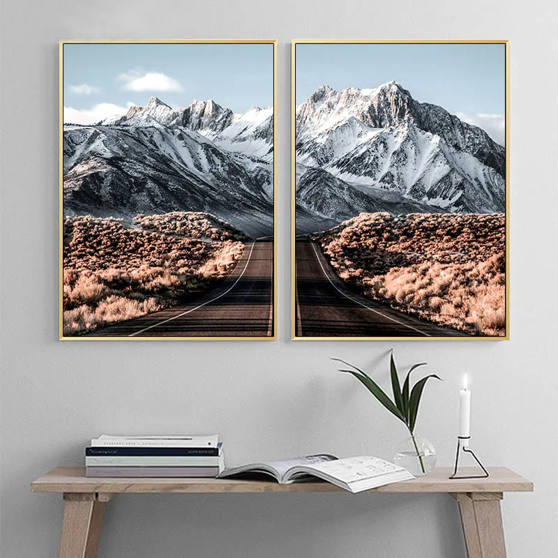 Настенный плакат на холсте Горная дорога скандинавский Ландшафтный принт