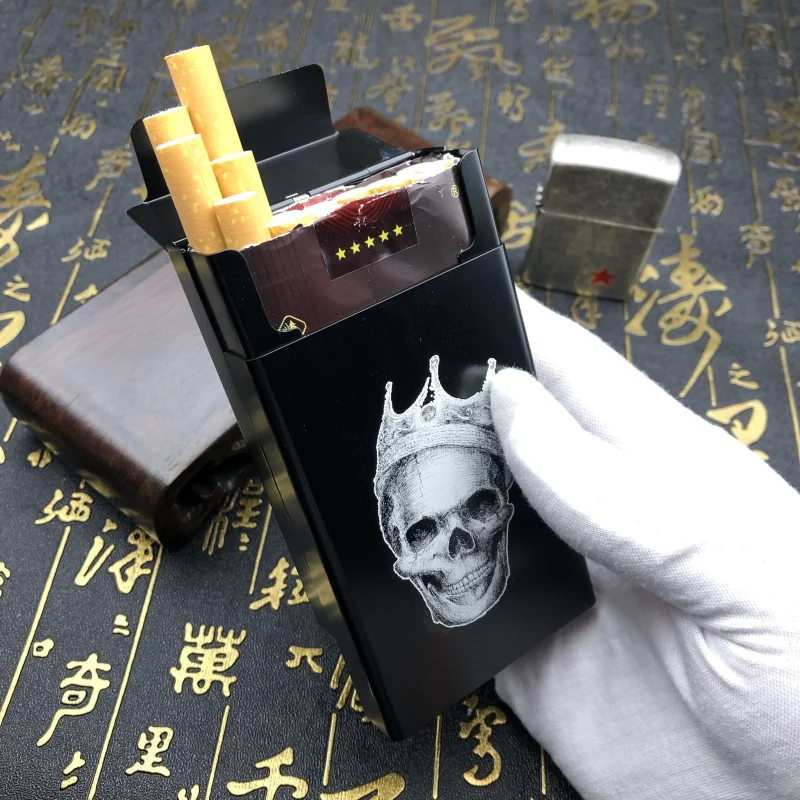 Металлический футляр для сигарет, держатель черепа, компактный чехол, держатель для сигарет, контейнер для хранения, аксессуары для курения