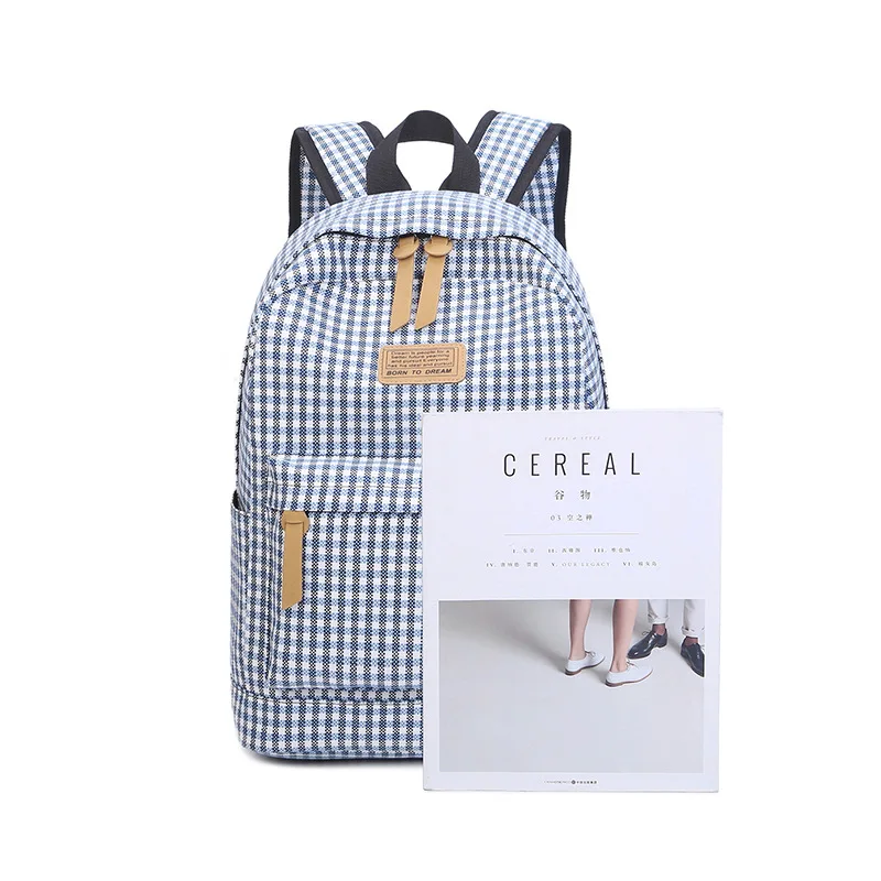 Модный брендовый тканевый рюкзак в клетку с принтом для девочек подростков милый