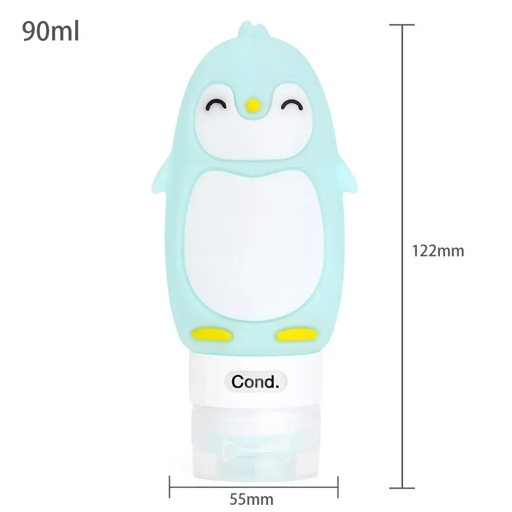90ml penguin 1 шт. 60 мл/80 мл/100 мл пустая силиконовая дорожная Упаковочный пресс-бутылка для лосьона шампунь для ванны небольшой емкости для пробников - Цвет: 90ml penguin