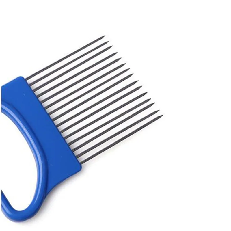 Горячие 1 шт. легко вырезать лук держатель вилка нержавеющая сталь + пластиковый