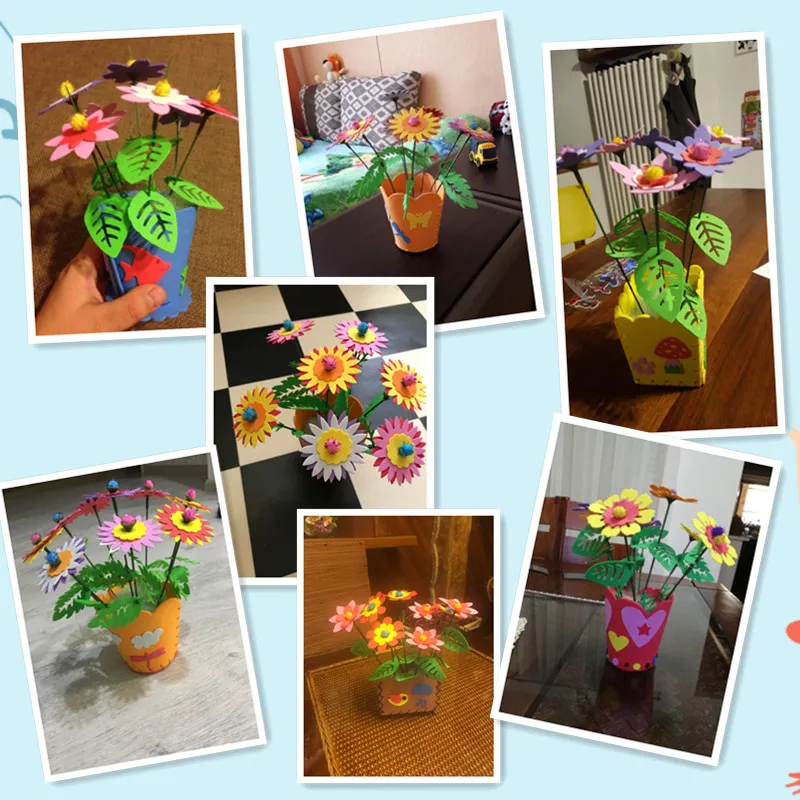 Happyxuan ручной EVA цветочный горшок Игрушка Дети DIY Craft Наборы Творческий детский сад