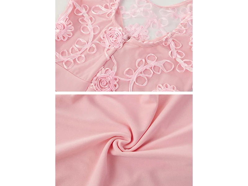 

Women Sexy Bodycon Short Sleeve O Neck Lace Patchwork Pink Color Mini Dress Summer Ladies Elegant Casual Backless Dress SJ3215M
