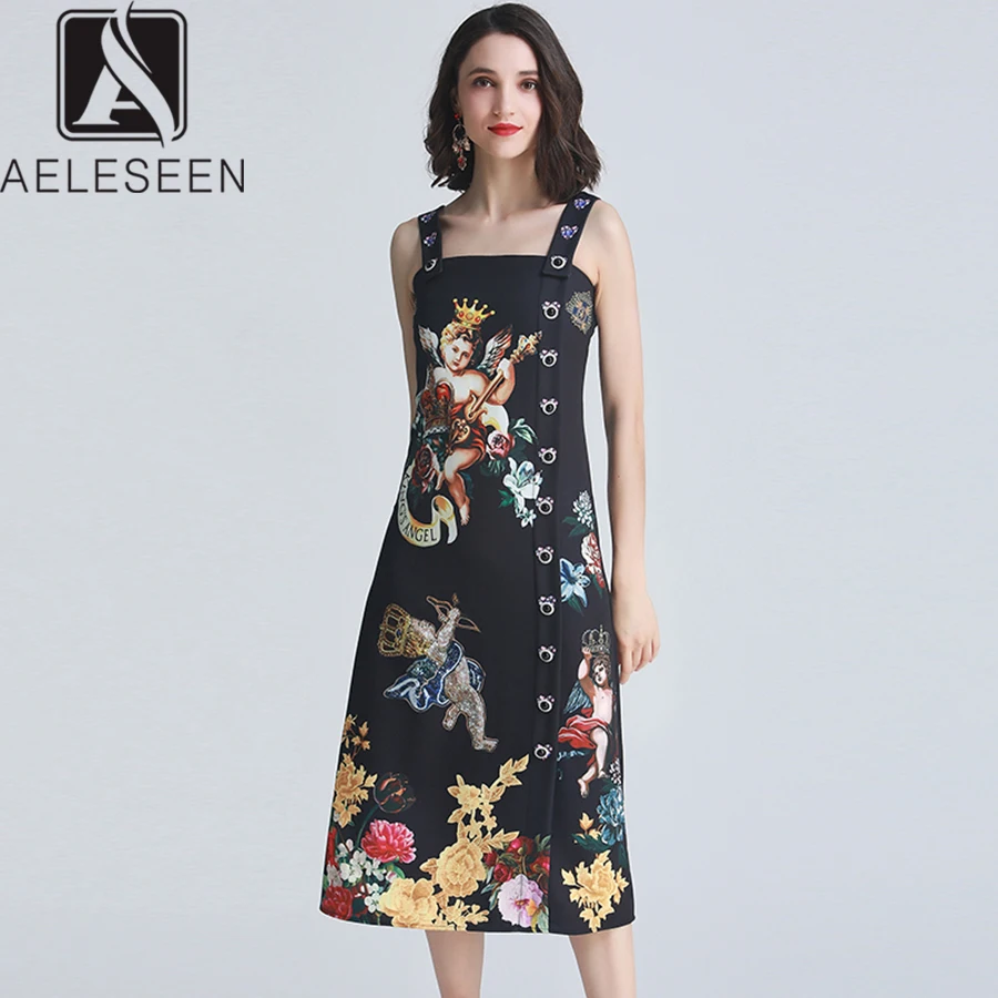 AELESEEN люкс Bodycon Для женщин летние платья 2019 без рукавов Мода квадратный рукавом