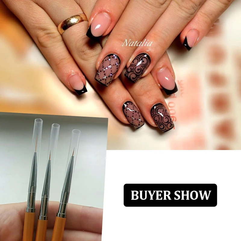 

3Pcs/set Gold Nail Art Lines Painting Pen Brush Professional High Quality UV Gel Polish Tips 3D Design Manicure Drawing Tool Kit