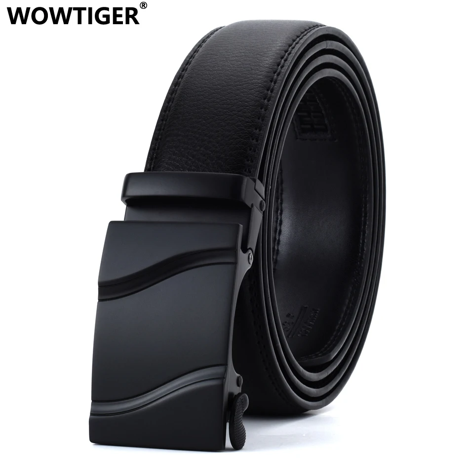 Мужской ремень WOWTIGER черный ширина 35 мм из коровьей кожи брендовые модные с