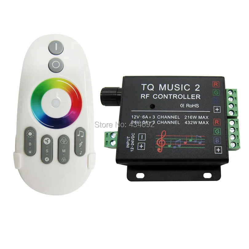 LED RGB Музыка 2 контроллер канала с пультом дистанционного управления DC12-24V Max 18A TQ RF |