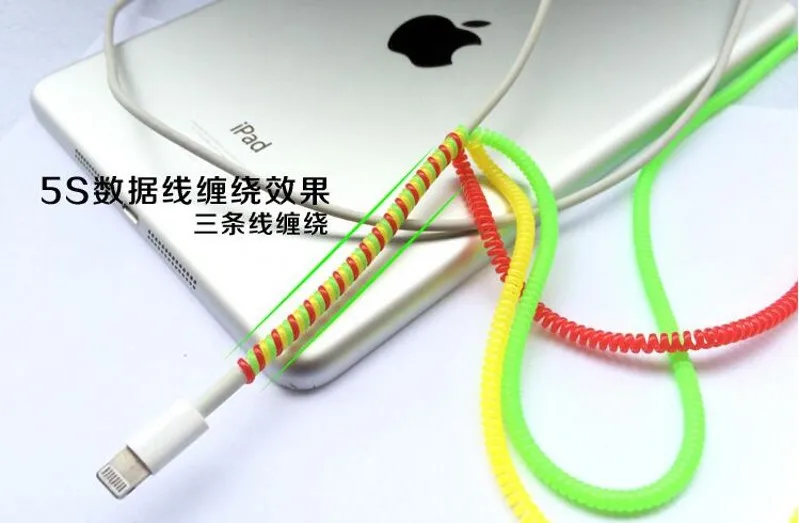 10 шт./лот 55 см цветной однотонный тпу спиральный USB кабель для зарядки протектор