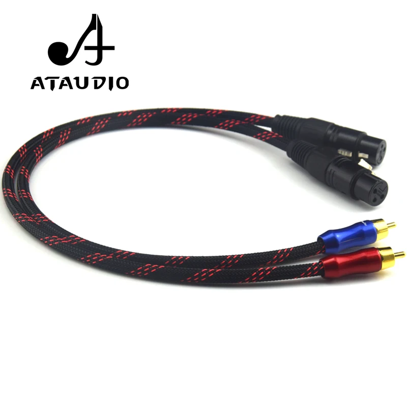 Аудиокабель ATAUDIO Hi Fi 2RCA с разъемом папа на 2XLR мама end 4N OFC двойной XLR RCA папа|audio