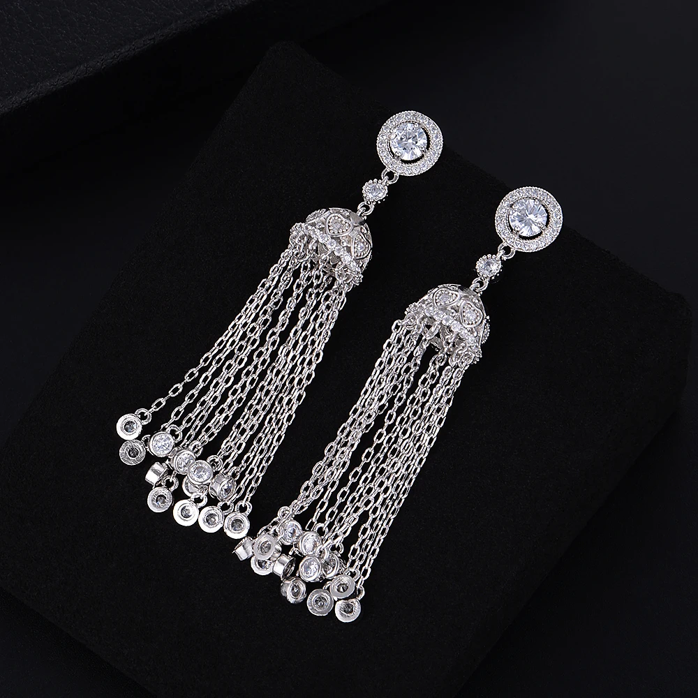 Missvikki длинные цепочки серьги с подвеской ювелирные изделия из фианита