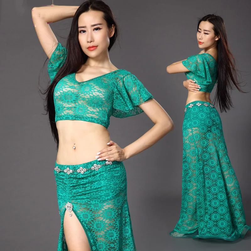 

Newest Belly Dance Suit For Ladies Black/Red/Rose/Green Short Sleeve Cheap Dancing Skirt Women Fantasias Feminine Costumes Q3049