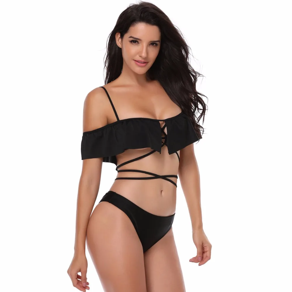 USKINCARE Sexy низкой талией одно плечо Мягкий Купальник бикини Для женщин купальники