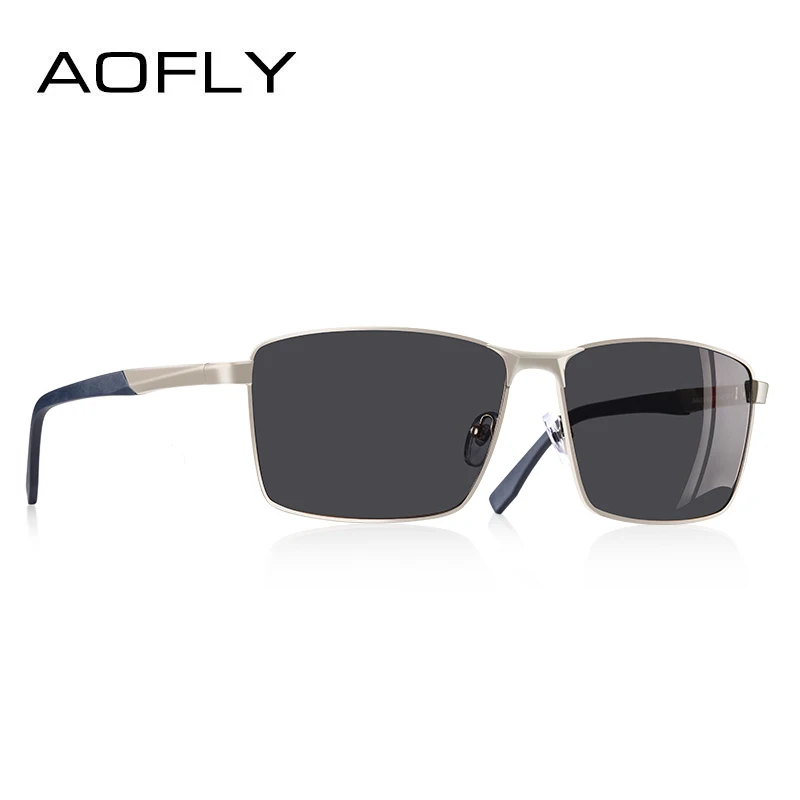 C4SILVER AOFLY, Ретро стиль, фирменный дизайн, мужские поляризованные солнцезащитные очки, квадратные, классические, мужские солнцезащитные очки, мужские очки, UV400, AF8189 - Цвет линз: C4SILVER