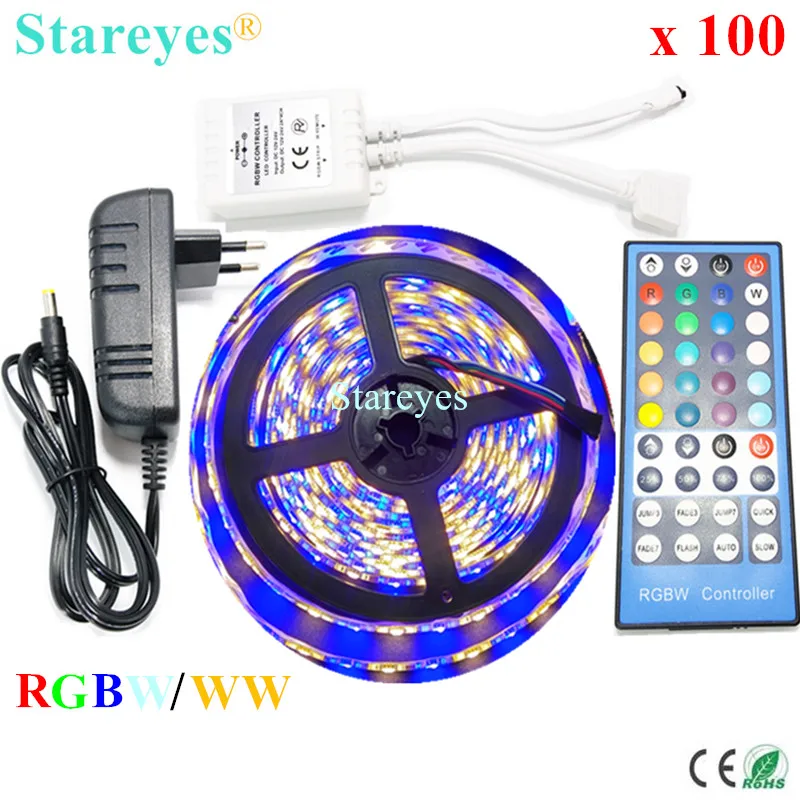 Водонепроницаемая светодиодная лента RGBW RGBWW SMD 100 5 м 5050 комплектов фонарик RGB +