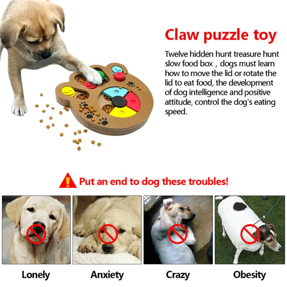 Cat Pet Training Feeder Toy Wooden Intelligence Triple Play Discs Slow Feeding Interactive Toy for Pet Cats Dog Toy Supplies