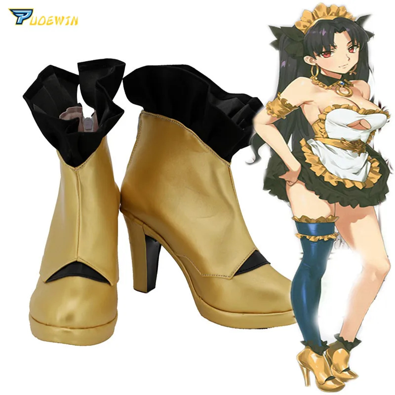 FGO Fate Grand Order Ishtar Cosplay Shoes High Heel Golden Boots Custom Made | Тематическая одежда и униформа