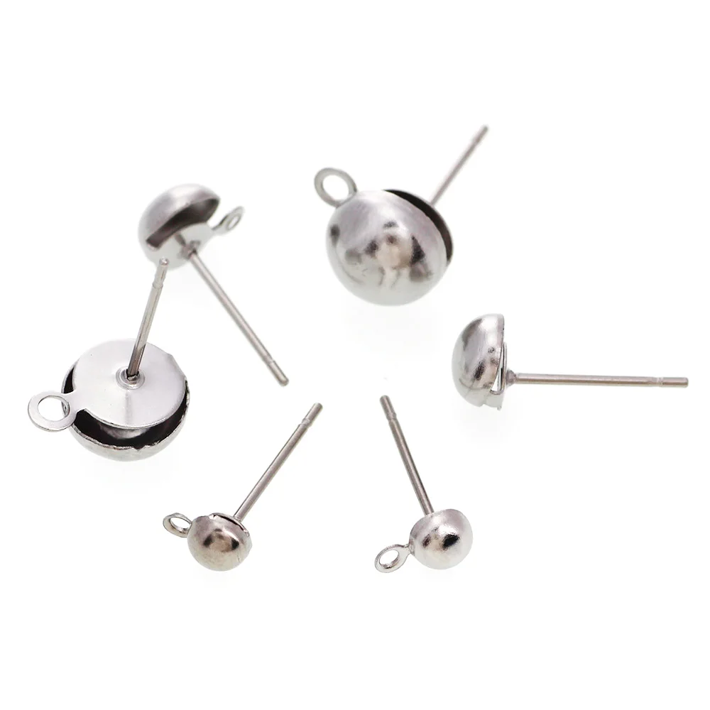 Серьги гвоздики из нержавеющей стали комплект 20 заглушек 4/6/8 мм фурнитура для