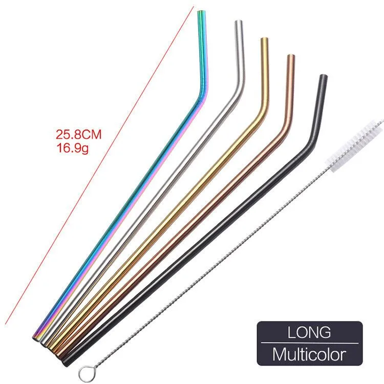 5PCS bent mix colour 4 шт Металлические питьевые соломинки многократного использования Красочные нержавеющей стали соломы+ 1 щетка Металл напиток Yerba сок бар аксессуары вечерние - Цвет: 5PCS bent mix colour