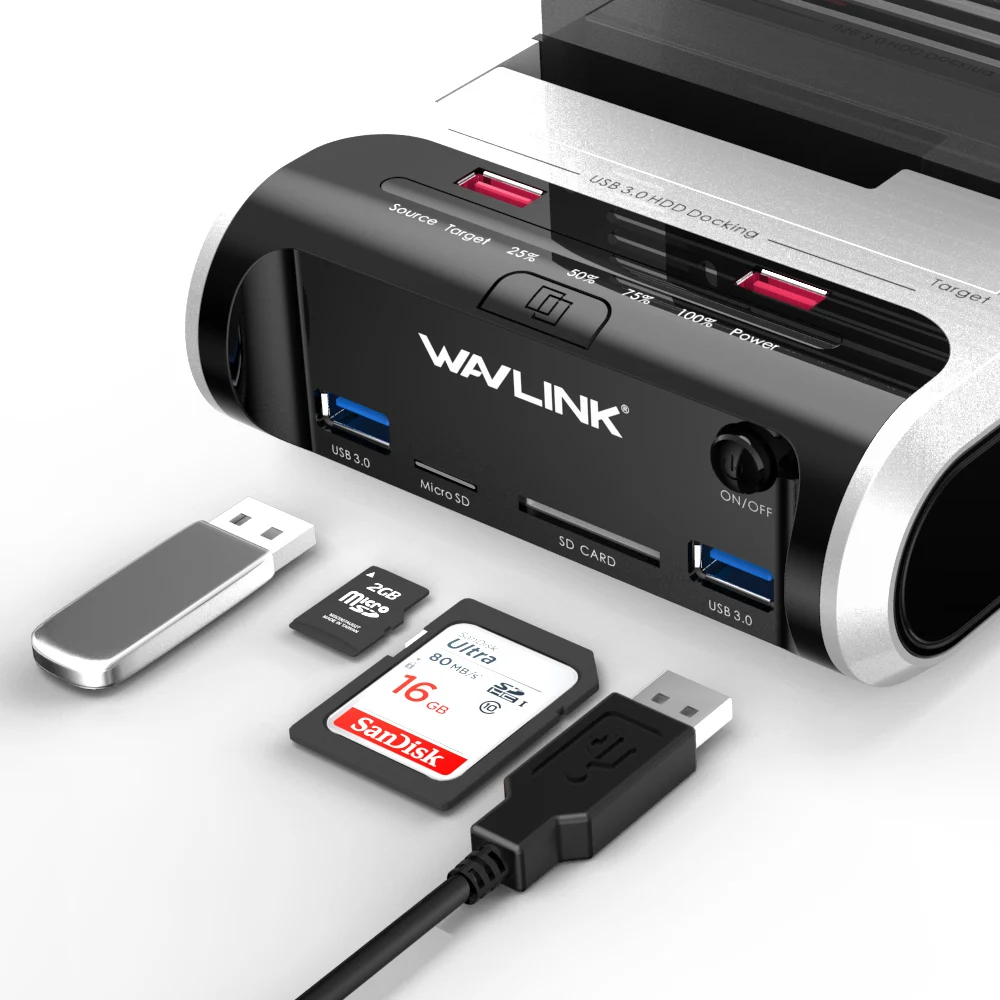 Wavlink SATA HDD 2," 3,5" внешний жесткий диск USB 3,0 док-станция 5 Гбит/с офлайн клонированный кардридер для жесткого диска до 10 ТБ