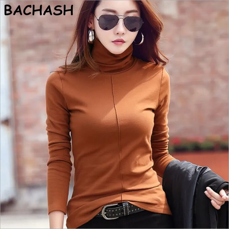 Bachash, женский свитер, мягкий, корейский стиль, обтягивающий, зимний, водолазка, для женщин, бодикон, базовые пуловеры, длинный рукав, тянется, пальто, Женский Топ