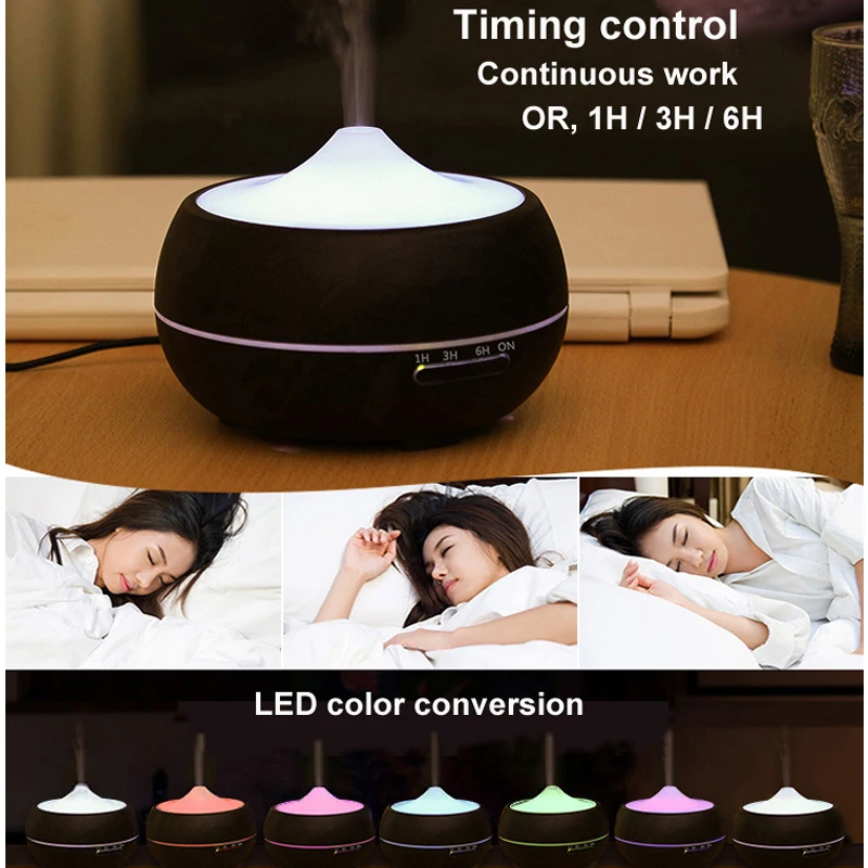 CHOLID Oil Diffuser wood grain Aromatherapy air Humidifier Essential diffusers Aroma purifier MistMaker led light for Home | Бытовая