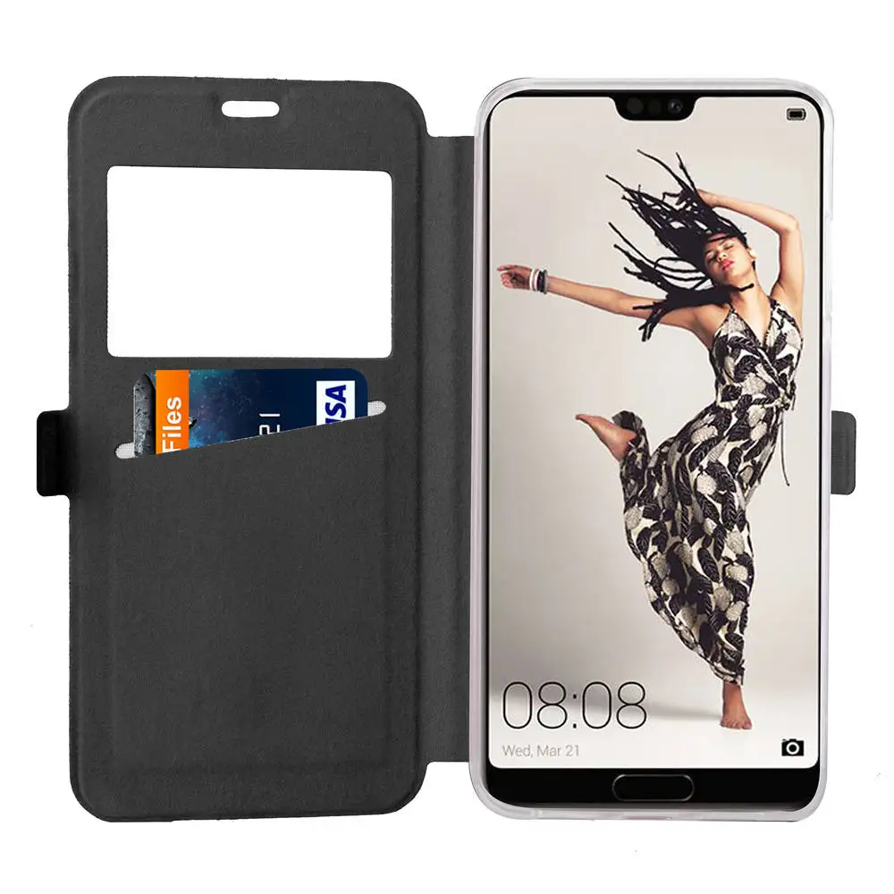 FM. HGQ роскошный кожаный + жесткий чехол книжка с окошком для huawei P20 Pro Lite P8 P9 2018