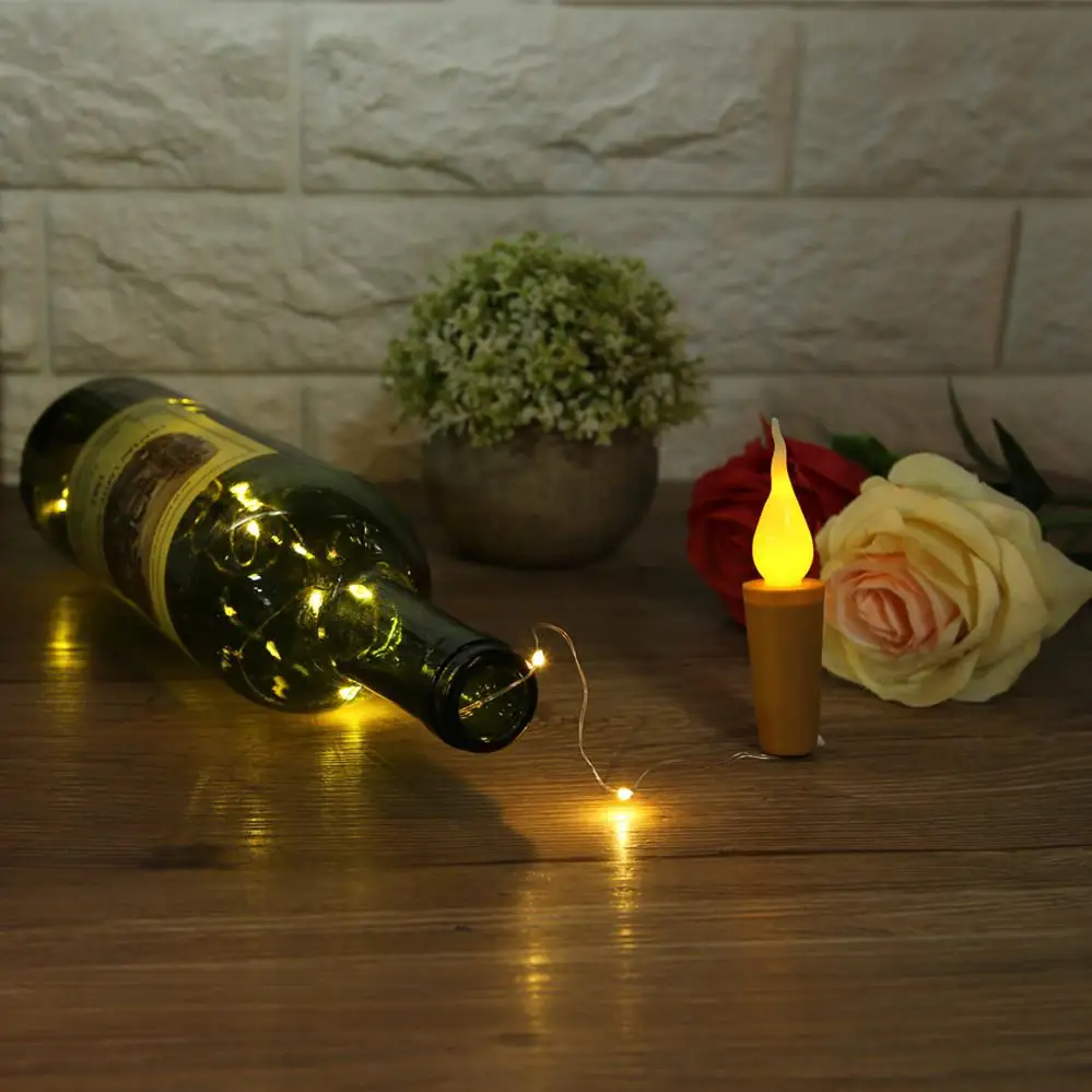 DSstyles 1 шт. 2 м 20 светодиодов свеча форма бутылки Пробка струнный светильник для