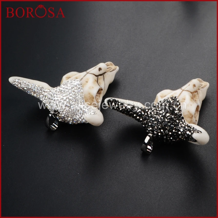 Подвески BOROSA Longhorn из смолы в виде рога с черным/белым цирконом | Украшения и