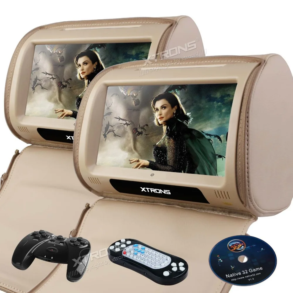 2x9 "бежевый цветной сенсорный экран автомобильный подголовник DVD защитный