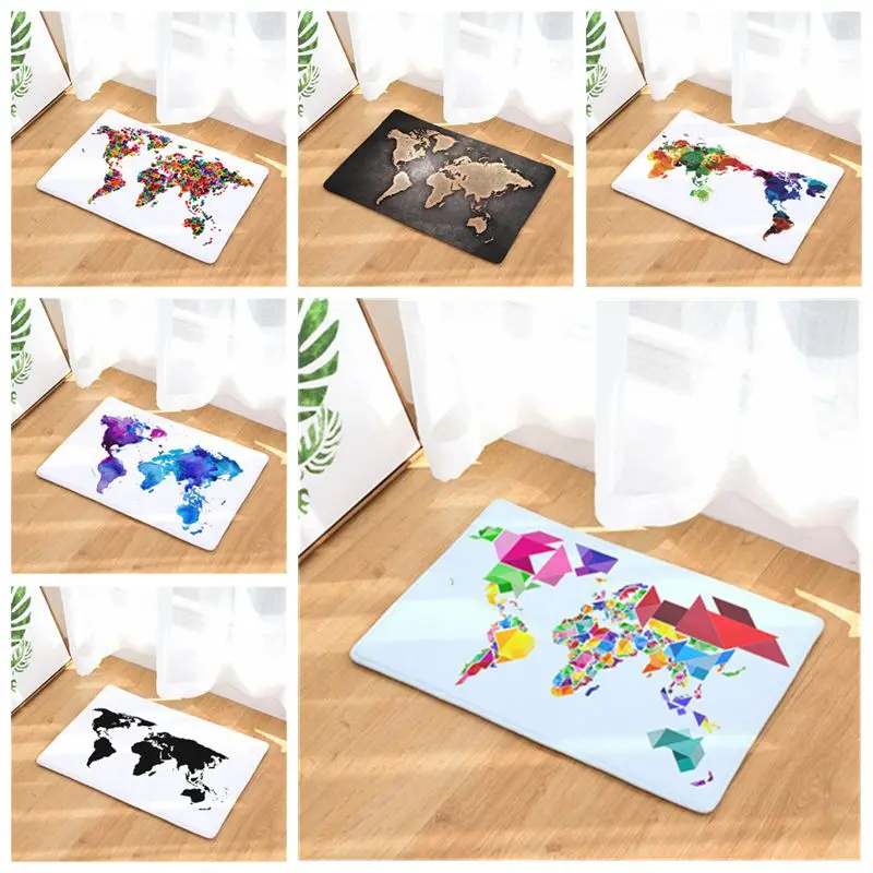 Впитывающий дверной нескользящий коврик винтажный ковер с принтом карты мира