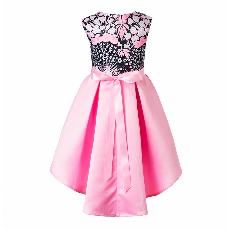 New Arrival Royal Blue Girls Floral Dresses 2019 Printed Party Kids Birthday Robe Enfant Children Outerwear | Детская одежда и