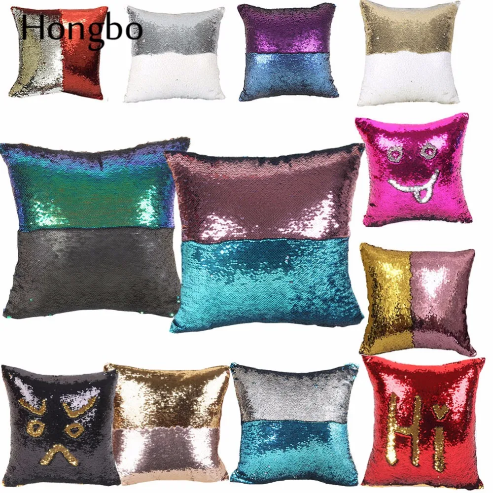 Двусторонние пайетки Русалка с пайетками Подушка волшебный Цвет изменение