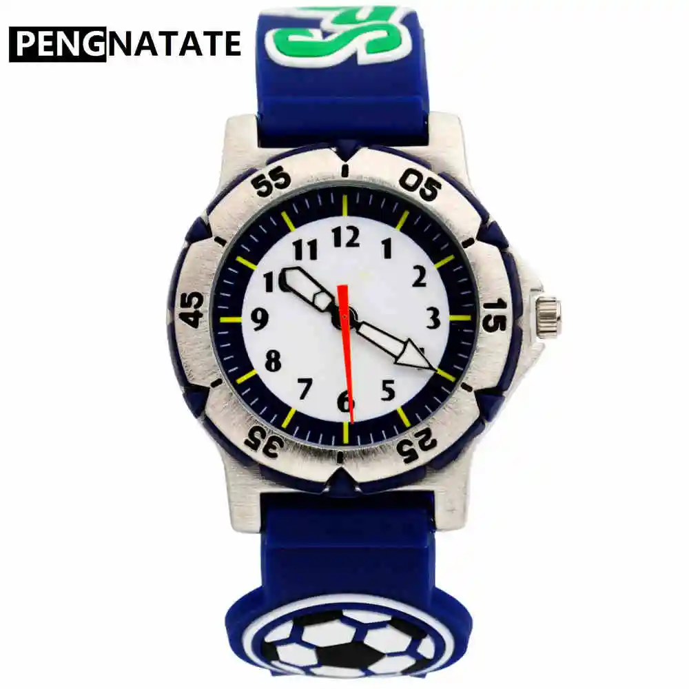 

PENGNATATE Children Boys Watch Fashion Cute 3D Soccer Strap Cartoon Watches Gift Kids Football Bracelet Silicone Wristwatch Hour