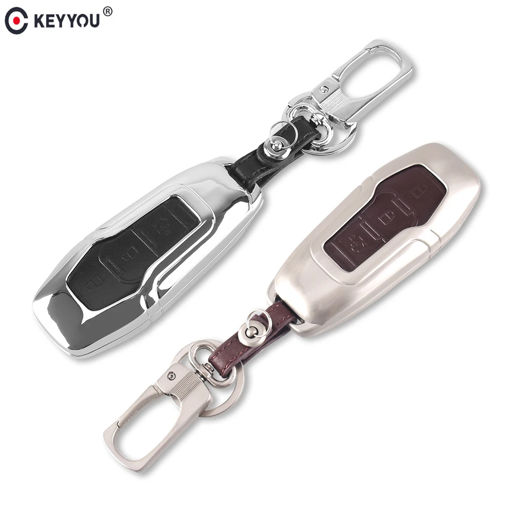 KEYYOU дистанционный 3 кнопки цинковый сплав + кожаный чехол для ключей Ford Smart