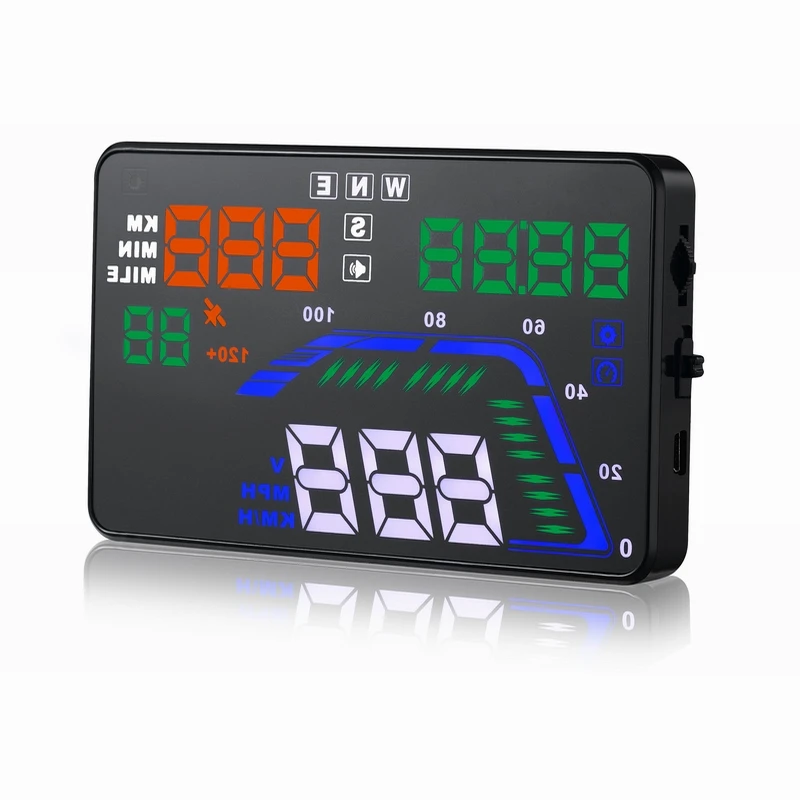Горячая продажа данных о потреблении Q7 5 дюймов OBD 2 цветной HUD Дисплей Цифровой