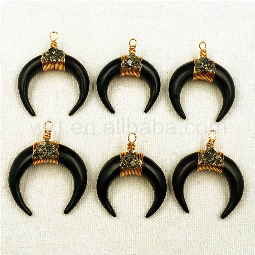 Женская подвеска из черной костяной рог натурального черного буйвола с